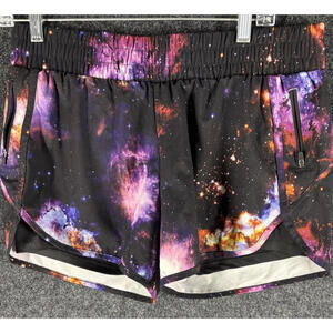 Avia Shorts Women M Medium Black TieDye Mid Rise Hot Pants Elastic Waist Casual